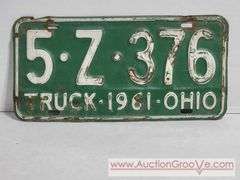 1961 Ohio Truck License Plate. A4