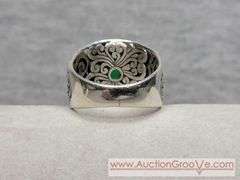SARDA Sterling Silver Enerald Ring with Butterfly and Flowers. Size 10. 10.9g. JB