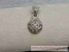SARDA Artisan Gem Collection of Bali .06CT White Diamond Sterling Silver Solitaire Ring Size 10 and Matching Pendant. 14.8g Total. JB