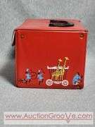 TWO Vintage SPP Vinyl Circus Fun Lunch Boxes. Rare Hard to Find.  8.5 x 6 x 5 and 5 x 4 x 3.5. A2