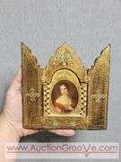 Vintage Italian Florentine Triptych. Folding Panel Frame. 6 x 6.5. B2