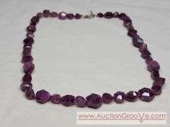 Polished Uncut Stauer Ruby Necklace. 925. 17.5" MB