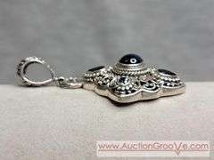 SARDA Sterling Silver Blue Sapphire and Topaz Ring and Pendant. Size 10. 24.8g total. JB