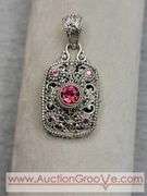 SARDA Sterling Silver Pink Topaz Pendant. 18.4g. JB