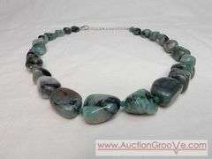 Unmarked Stauer Emerald Green Stone Necklace. 925. 18". MB