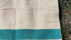 HUDSON BAY WOOL BLANKET. Zoom in on photos to examine condition. 83 X 66".