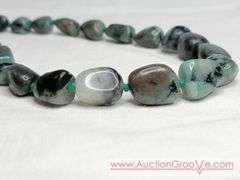 Unmarked Stauer Emerald Green Stone Necklace. 925. 18". MB