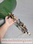 Vintage Green Porcelain Enamel Industrial Hanging Lamp. 12" Dia. B1