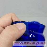 Vintage Louie Glass Co. Cobalt Blue Glass Harpo Pitcher and Tumbler 1930's. Wavy Cobalt Blue Pitcher and Five Glasses. 8 x 9.