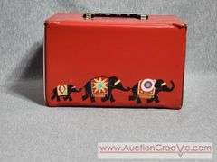TWO Vintage SPP Vinyl Circus Fun Lunch Boxes. Rare Hard to Find.  8.5 x 6 x 5 and 5 x 4 x 3.5. A2