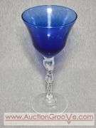 Gorgeous Cobalt Blue Hand Blown Glass Goblets / Wine Glasses. 4.5 x 9.5. B1