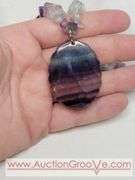 Rainbow Fluorite Dragon Pendant Necklace. 16". MB