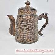 Metal tea Kettle. Decoration only. 9 x 9. A