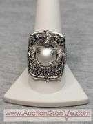 SARDA Sterling Silver Cultured White Mabe Pearl Monkey Ring Size 10 and Pendant. 30g Total. JB