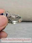 SARDA Sterling Silver Ring. Artisan Gem Collection of Bali. .30CTW Ocal Cabochon and Trillion Tanzanite. Size 9. 12g. JB
