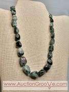 Unmarked Stauer Emerald Green Stone Necklace. 925. 18". MB