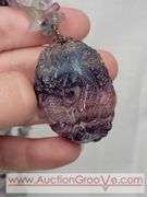 Rainbow Fluorite Dragon Pendant Necklace. 16". MB