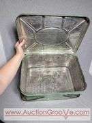Vintage Metal Picnick Basket and Metal Bread Box. B2
