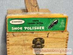 Gold Bond Shine Chest. Shoe Shine Box with Brushes. B2