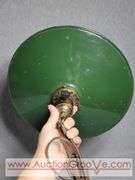 Vintage Green Porcelain Enamel Industrial Hanging Lamp. 12" Dia. B1