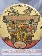 Esso "Put a Tiger in Your Tank" 25 Year Disney Anniversary Round Porcelain Enamel Advertising Sign. 12" diameter. A2
