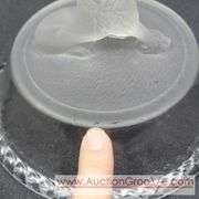 Frosted Pressed Glass Lid. Has chips. Lid / Cover only. 6 x 4. T4