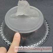 Frosted Pressed Glass Lid. Has chips. Lid / Cover only. 6 x 4. T4
