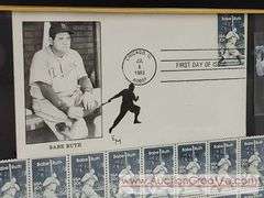 20 Babe Ruth USPS postage stamps & First day issue in FRAME. A1