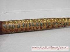 Antique high quality hand printed Baseball Hall of Fame bat Player names. 30". A2
