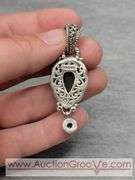 SARDA Sterling Silver Bracelet, Pendant, Earrings and Ring. Emerald Green. Adjustable Length Beacelet. 9-7.5", Ring Size 10. 68g total. JB