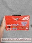 TWO Vintage SPP Vinyl Circus Fun Lunch Boxes. Rare Hard to Find.  8.5 x 6 x 5 and 5 x 4 x 3.5. A2