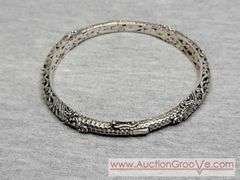 SARDA Sterling Silver Hinged Filigree Bangle Bracelet. 24g. JB