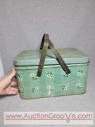 Vintage Metal Picnick Basket and Metal Bread Box. B2