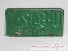 1961 Ohio License Plate. A4