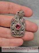 SARDA Sterling Silver Pink Topaz Pendant. 18.4g. JB