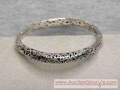 SARDA Sterling Silver Hinged Filigree Bangle Bracelet. 24g. JB