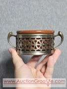 3" Weller Ramekins with Antique 1914 Metal Caddies. 3 marked Weller. B2
