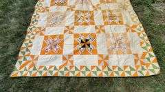 Antique Hand Stitched Quilt 92 X 95". Some damage. Zoom in and see photos to decide.