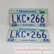 1983 Minnesota 10,000 Lakes License Plates. Front and Back. A