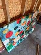 Large Canvas Artwork from Pier One featuring Colorful Flowers. Gallery wrap style. Measures   47" X 35.74" X 1.75". MA