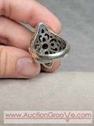 SARDA Sterling Silver Blue Sapphire and Topaz Ring and Pendant. Size 10. 24.8g total. JB
