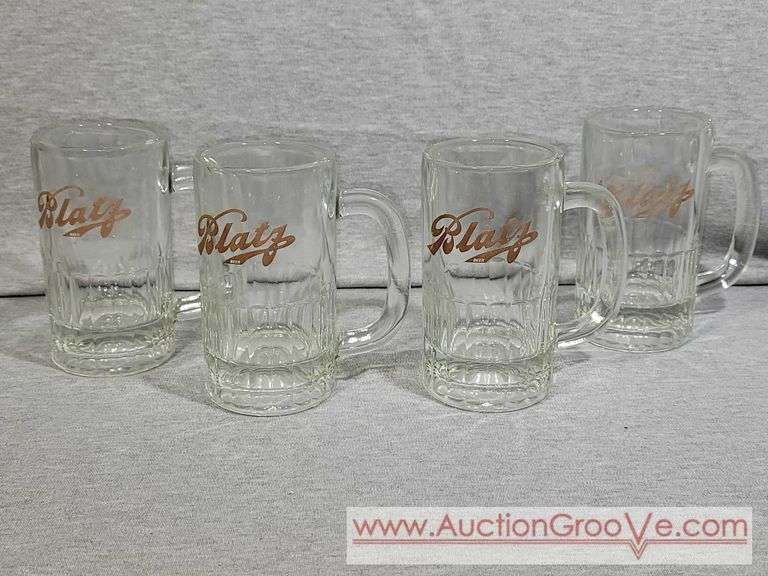 Four Blatz Glass Beer Mugs. B
