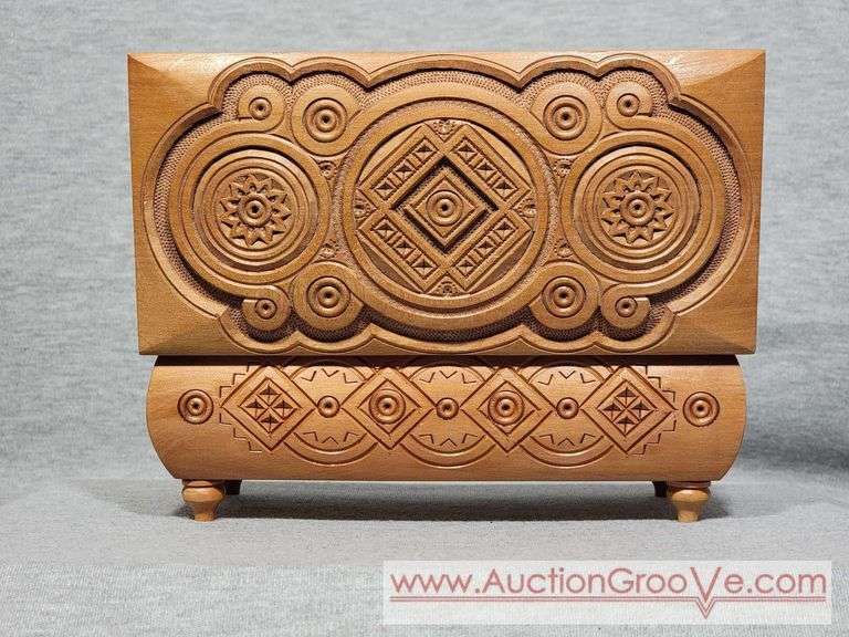 Hand Carved Box. 8 x 3 x 4. B