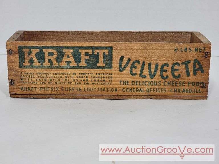 Kraft Velveeta 2Lb Wooden Box. 9 x 3 x 3. Bb