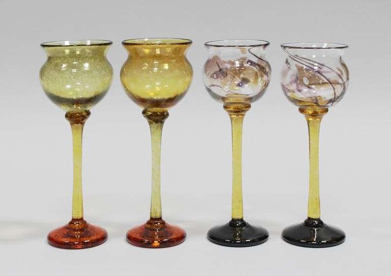 SIGNED ART GLASS STEMWARE (4)