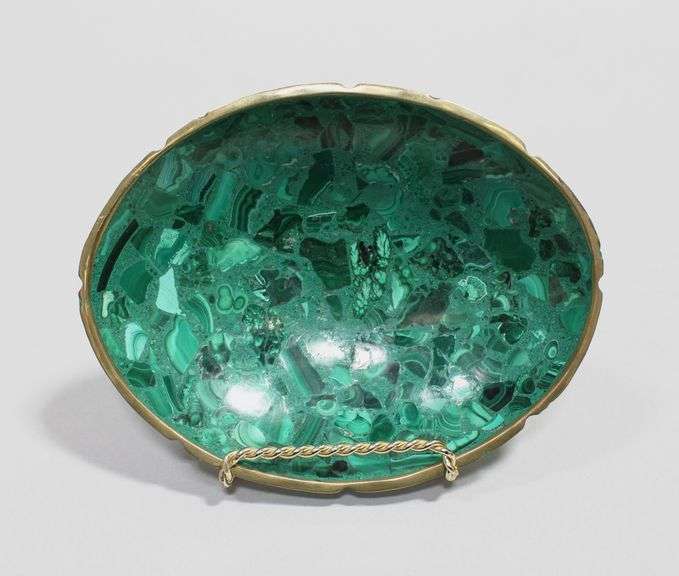 MALACHITE AND BRASS BOWL