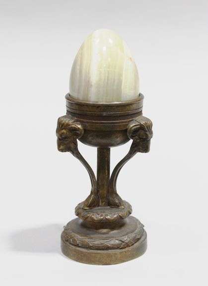 BRONZE EGG STAND WITH ONYX EGG