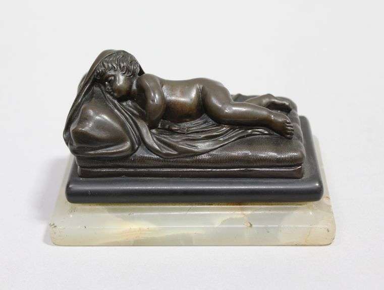 SLEEPING BABY BRONZE SCULPTURE
