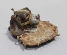 VICTORIAN FIGURAL DOG HEAD INKWELL