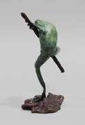 MATTHEW PLACZEK "ONE LEG UP" BRONZE FROG FIGURE